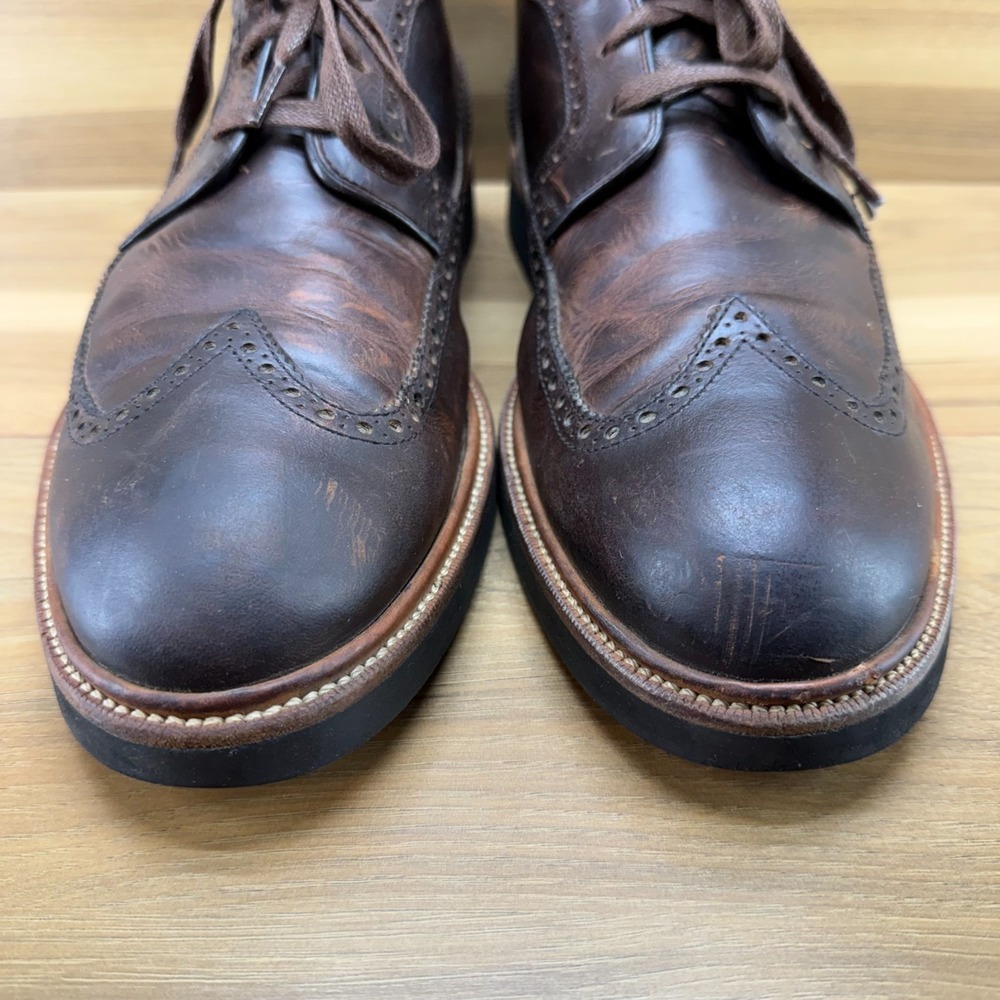 Cole Haan Martin Wedge Wingtip Boots Mens 13 M Brown Leather Lace Up Vibram Sole - Picture 4 of 11